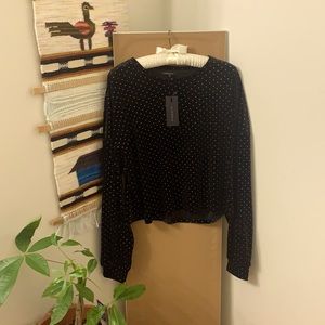 NWT - Velvet Silver Polka Dot Long Sleeve Top